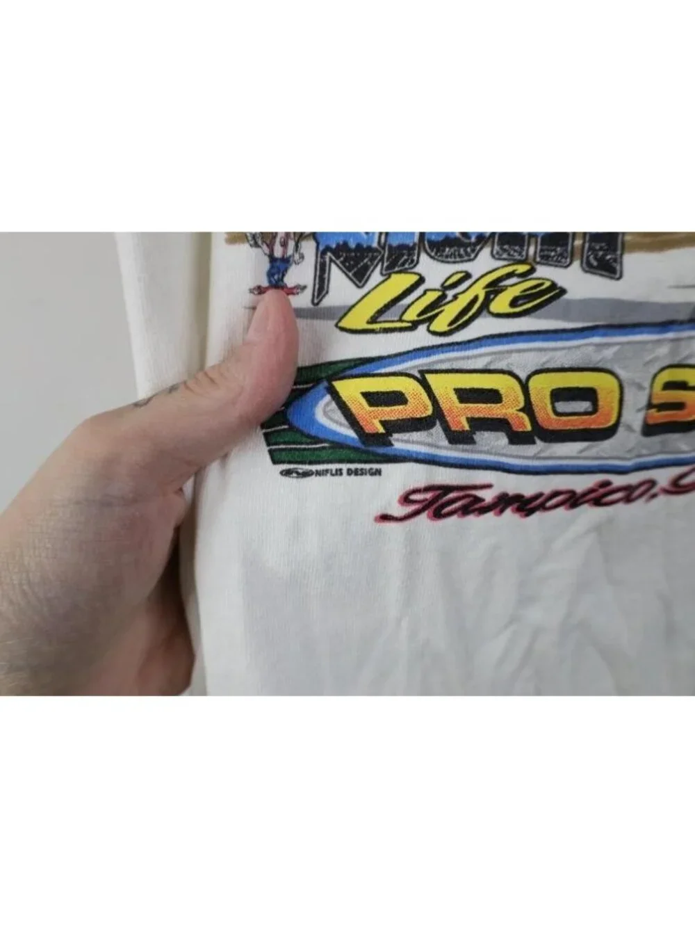 Vintage Y2K Boys Large Fear the Deere Tractor Racing Tampico Motorsports T-Shirt
